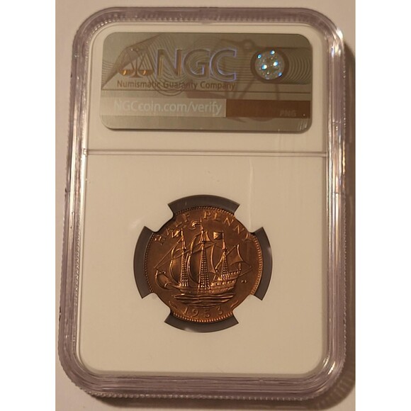 Great Britain Elizabeth II 1953 1/2 Penny PF65 BN NGC Low Proof Mintage - Picture 2 of 4